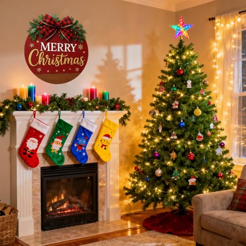 Christmas Wreath Hanging Sign with Bow Q4927