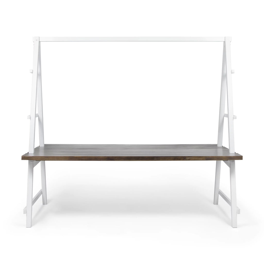 Acacia Wood Dining Table with Iron Plant Hanger U97907
