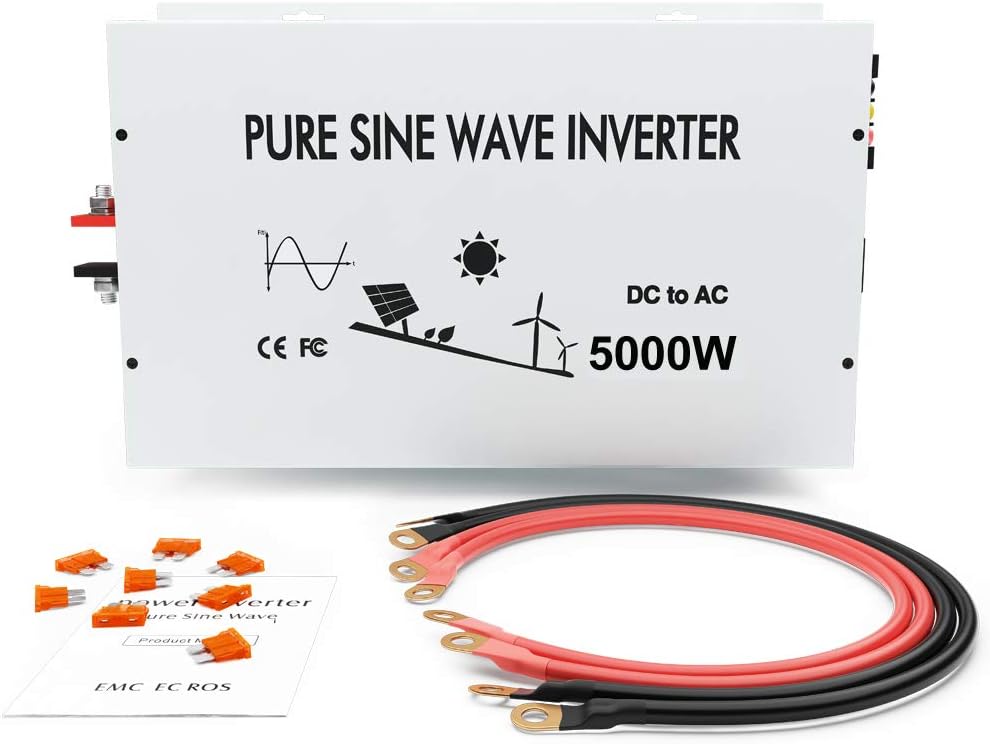 5000W Pure Sine Wave Power Inverter DC 48V to 110V 120V AC with Dual Outlets and Digital LED Display O4942