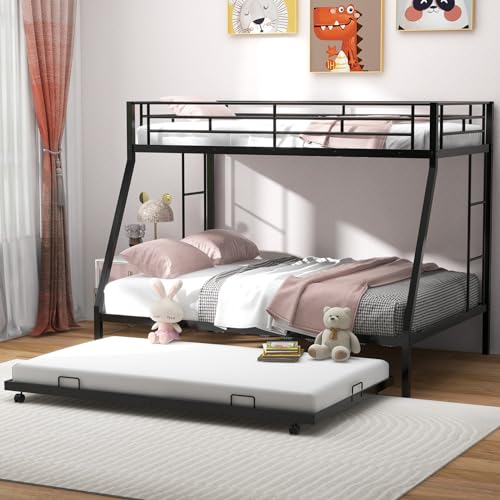 Twin Over Full Metal Bunk Bed with Trundle Z65254