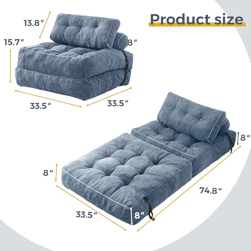 Beige Folding Sofa Bed with Pillow F820658