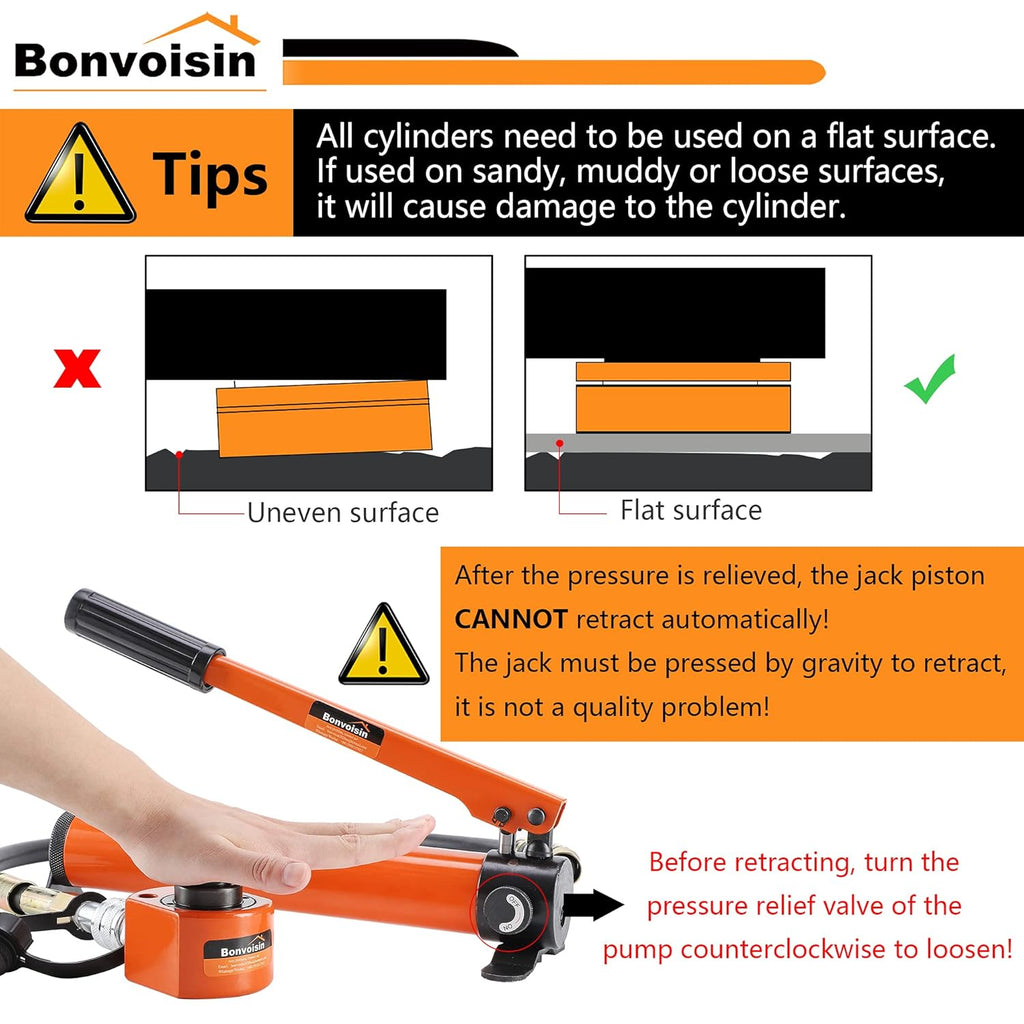 10T Hydraulic Cylinder Jack Porta Power Mini Hydraulic Ram Multi-Acting Low Profile Lifting Cylinders E72089