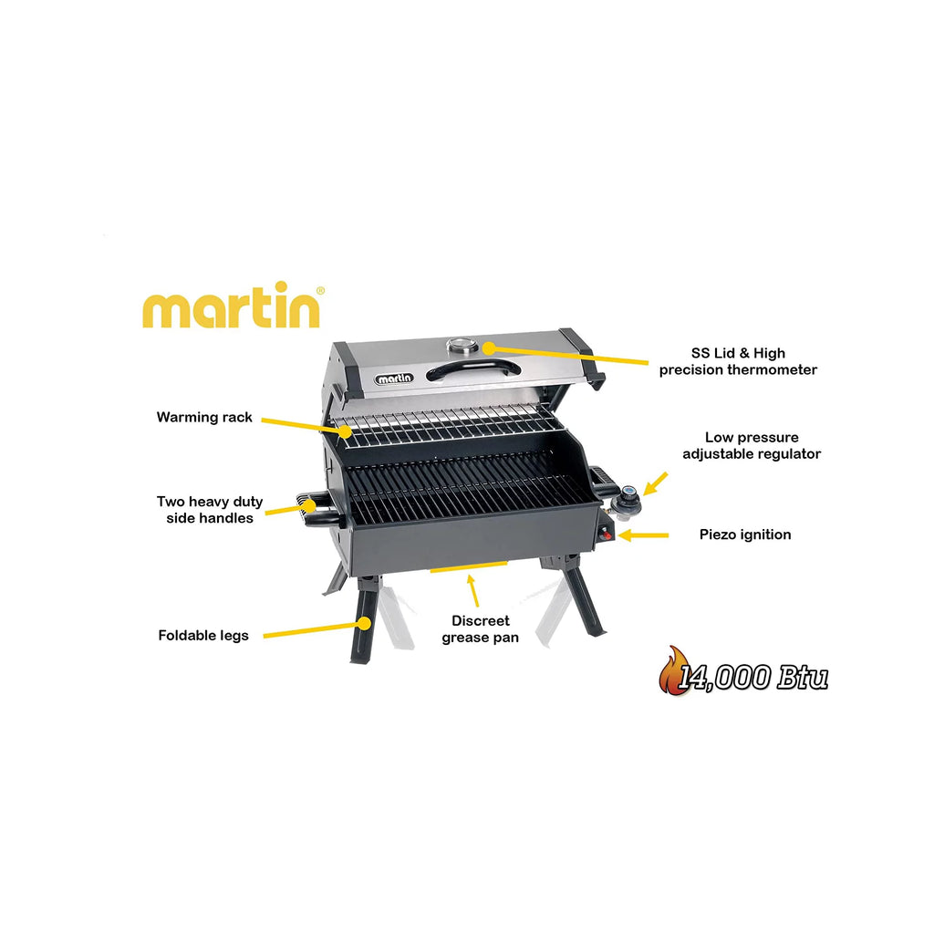 14,000 BTU Portable Propane Gas Grill with Grease Pan H984324