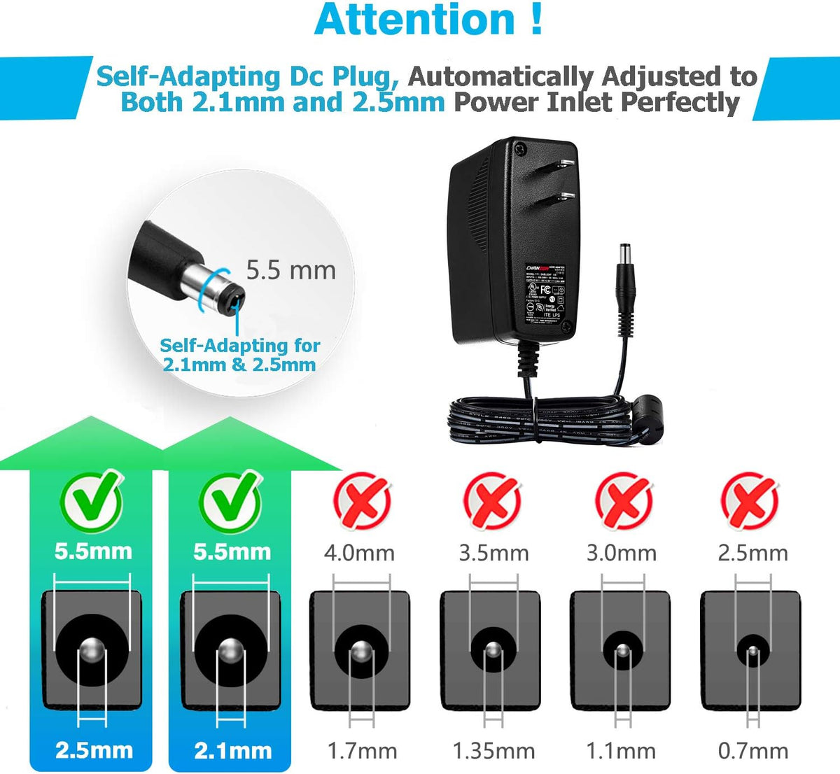 12V 2A 24W AC DC Switching Power Supply Adapter 5-Pack Q842286
