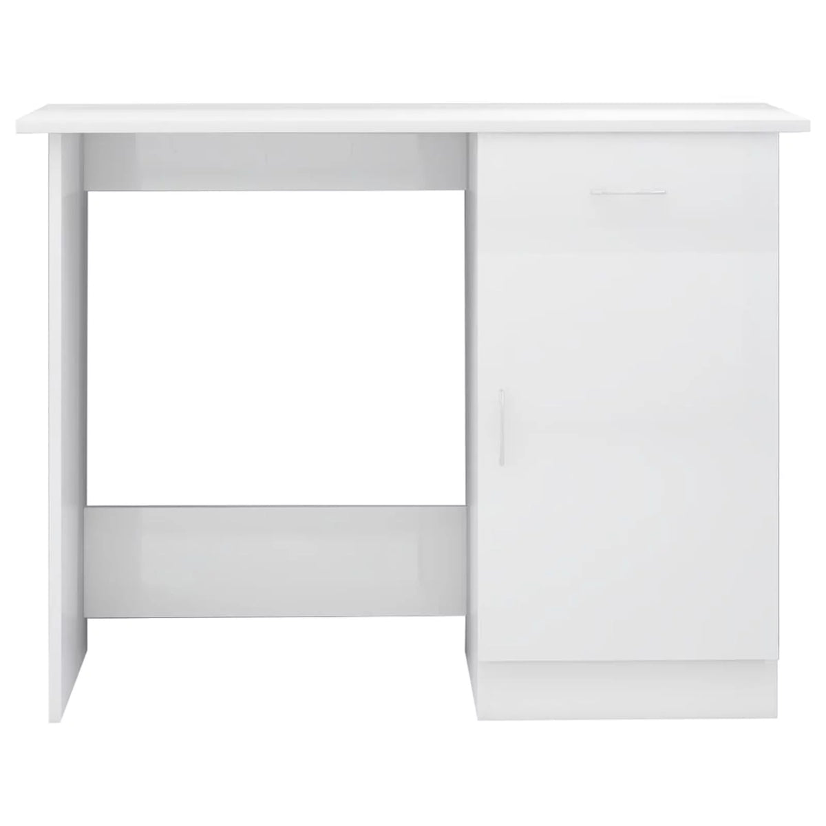 High Gloss White Engineered Wood Desk T2009