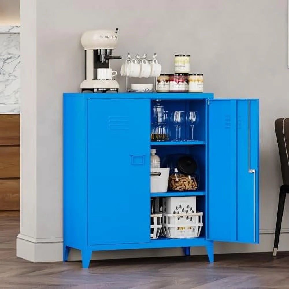 Metal Wardrobe Cabinet with Locking Doors 2 Door Steel Adjustable Shelves Y6608