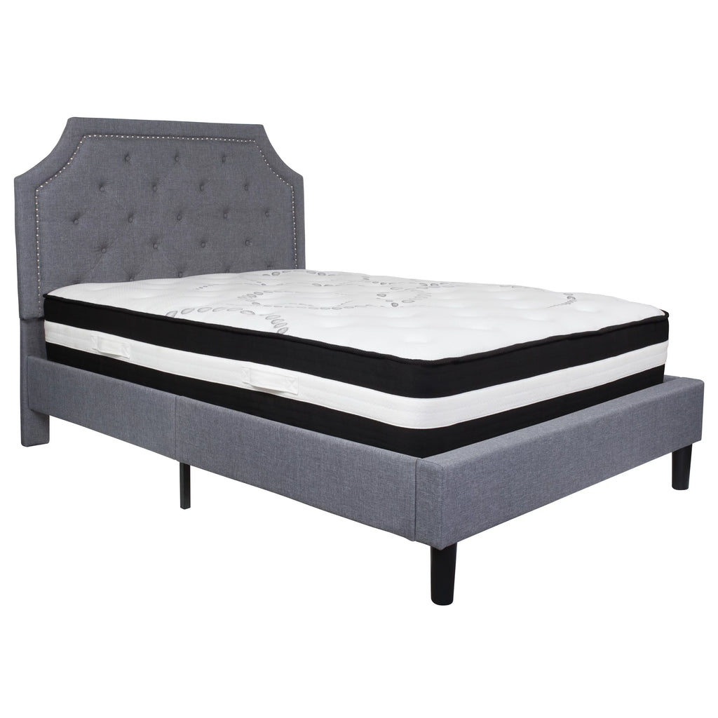 Full Size Tufted Upholstered Platform Bed with Pocket Spring Mattress X29183