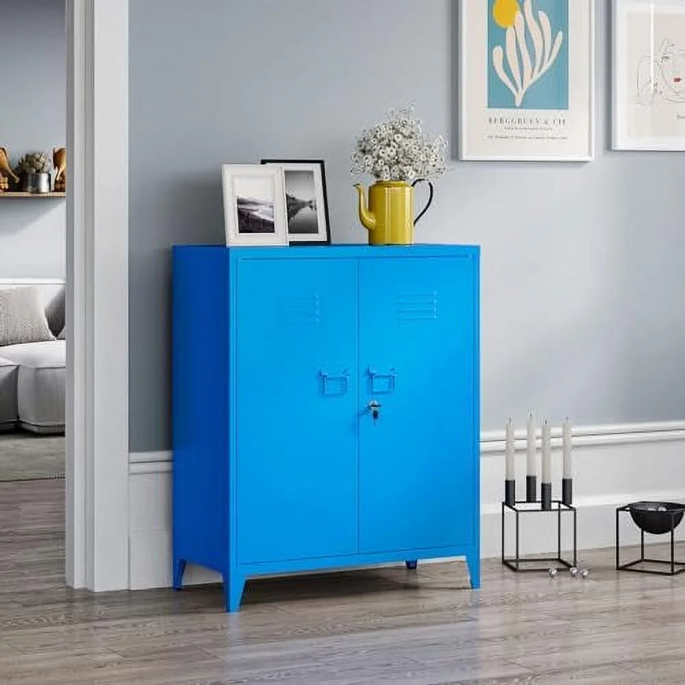 Metal Wardrobe Cabinet with Locking Doors 2 Door Steel Adjustable Shelves Y6608