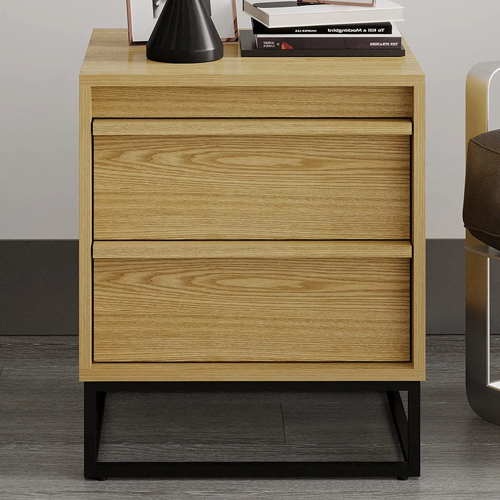 Natural Oak Solid Wood Nightstand with Two Drawers L85134