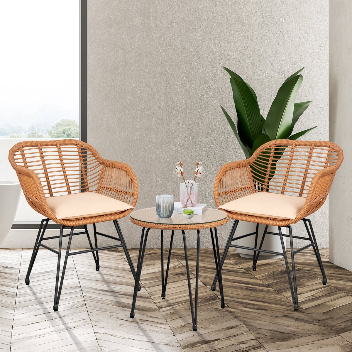 3-Piece Beige Patio Conversation Set S5941