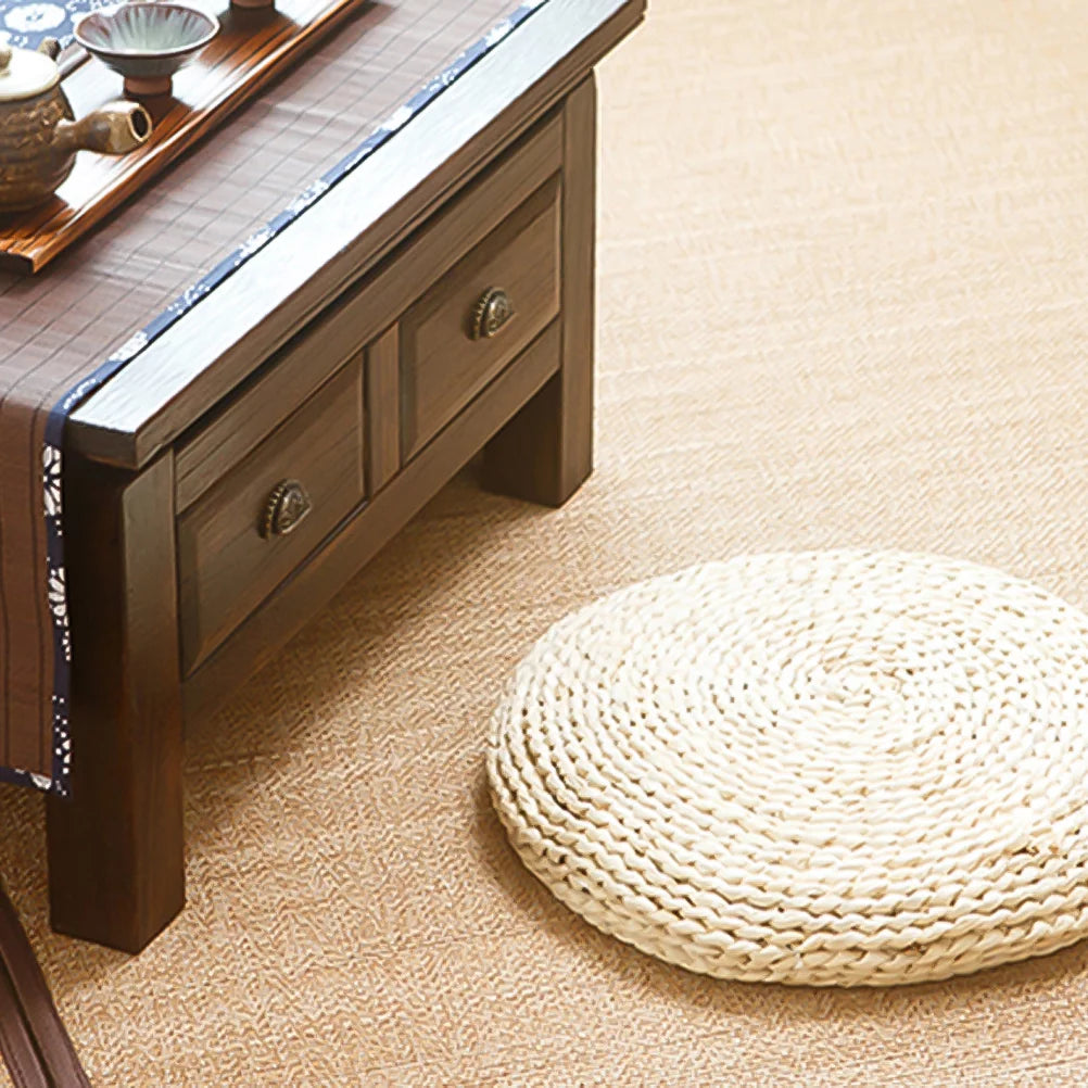 Round Straw Weave Floor Pillow F893