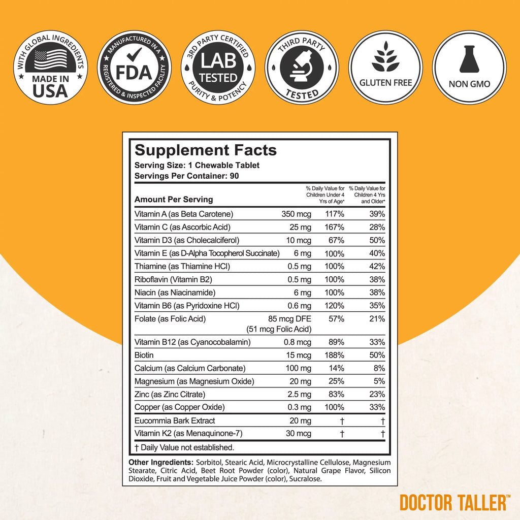 Multivitamins and Multiminerals Chewable Tablets K626