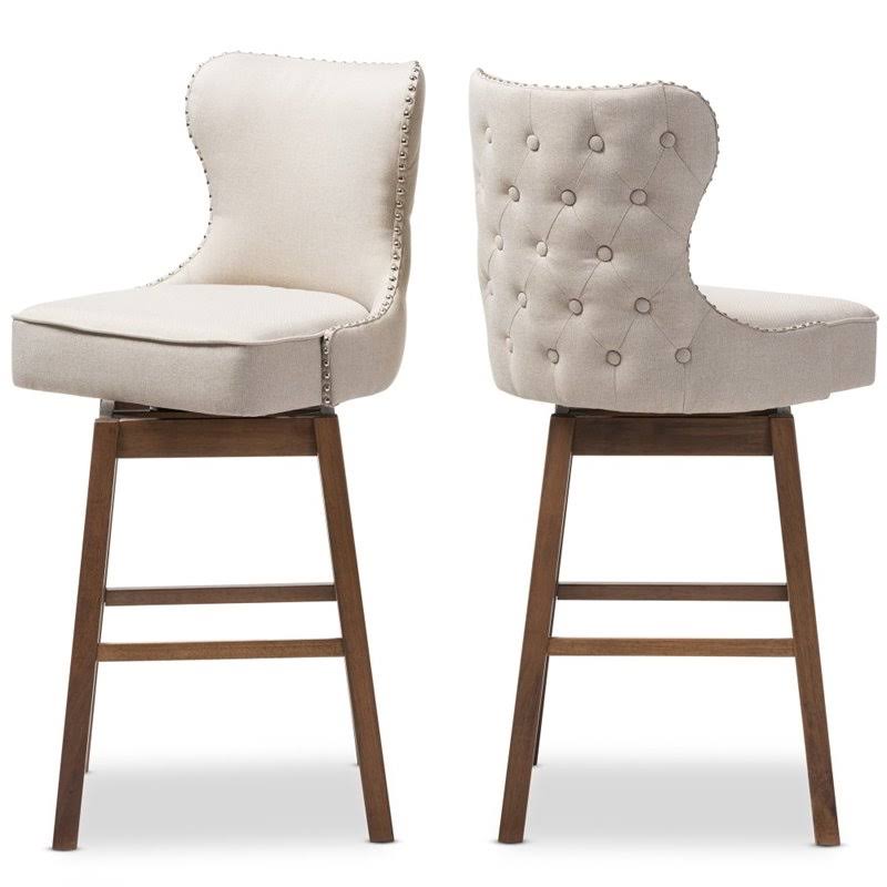 Swivel Barstool in Light Beige (Set of 2) Z16566