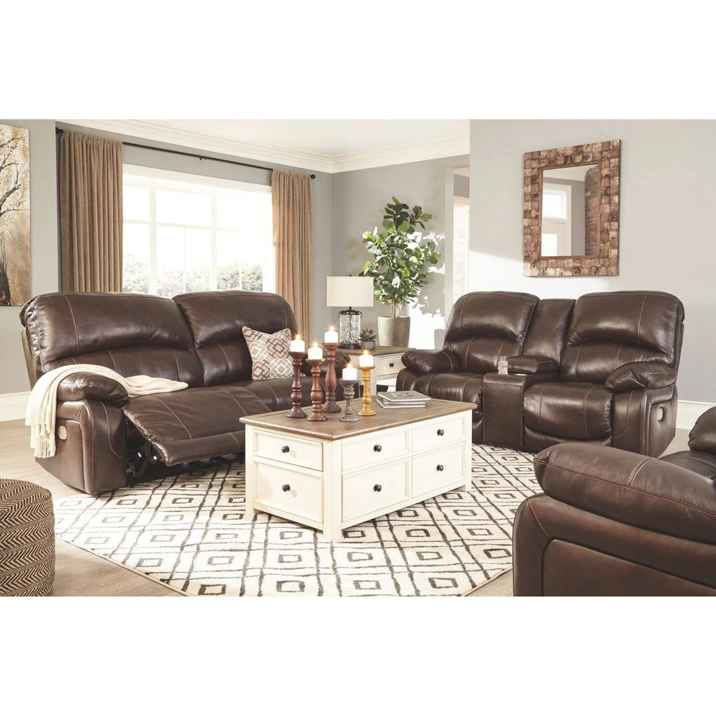 Gray Leather Power Reclining Sofa A9944