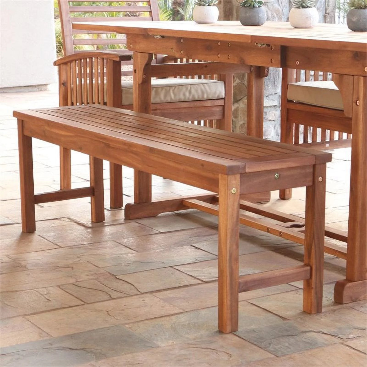 Brown Acacia Wood Patio Bench V595