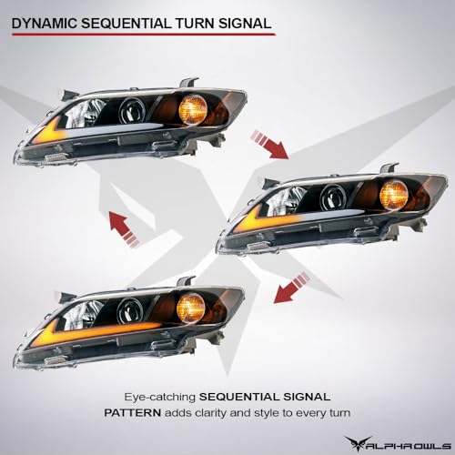 Black Amber Sequential LED Projector Headlights O832