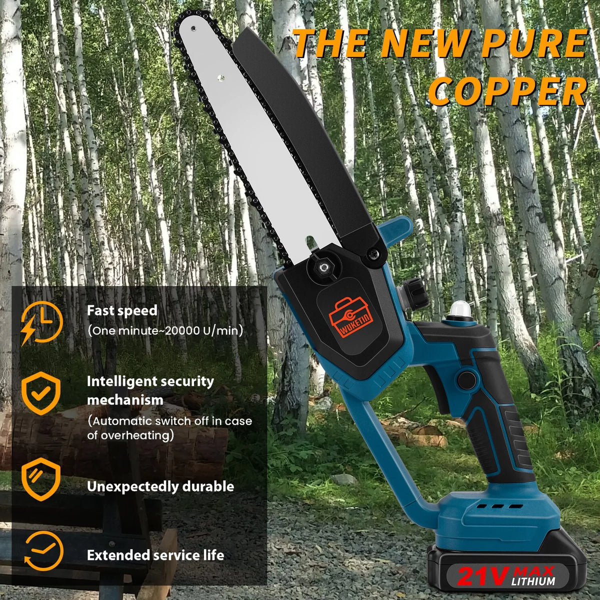 6 Inch 8 Inch Cordless Chainsaw with 2 Battery Auto-oil System P823