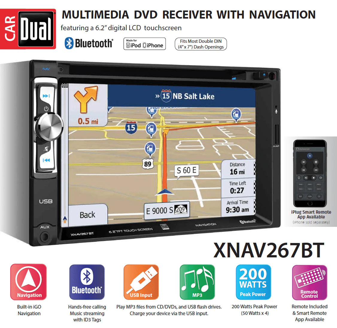 6.2 inch Double Din Car Stereo with Built-in Navigation S1795