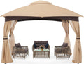 10x10 Outdoor Gazebo with Netting and Pole Coverings M30017