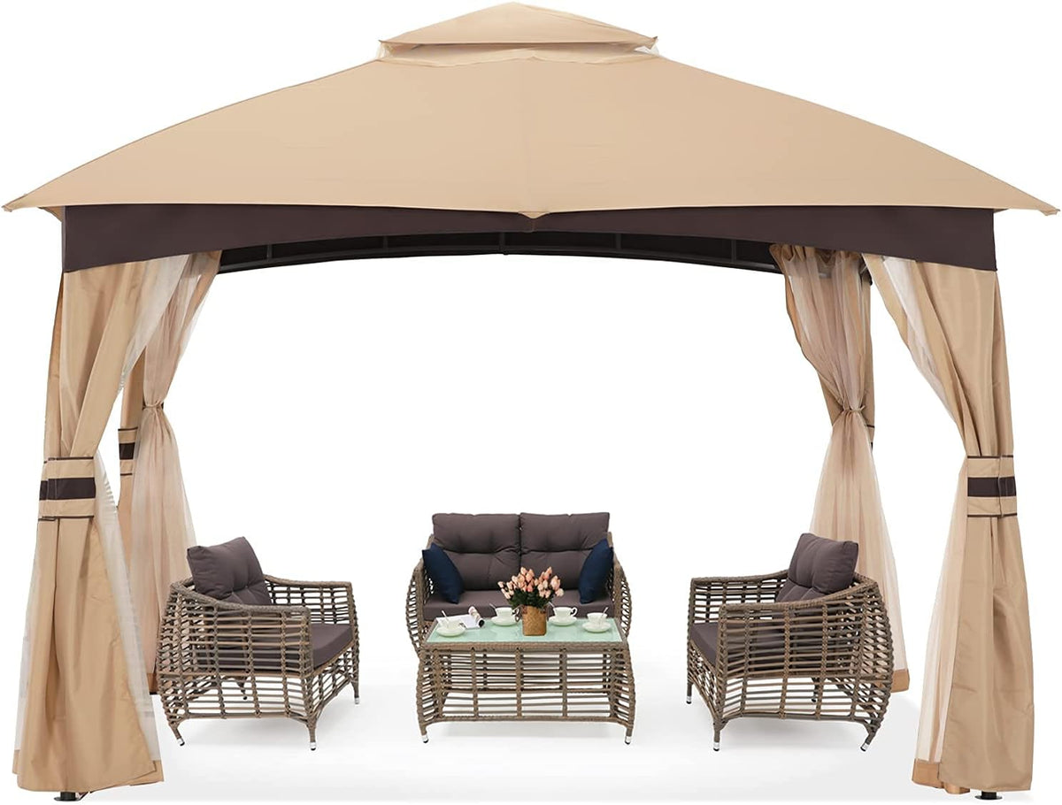 10x10 Outdoor Gazebo with Netting and Pole Coverings M30017