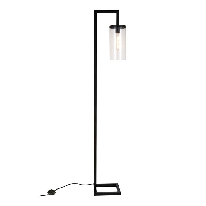 Industrial Black Bronze Floor Lamp with Glass Shade H356