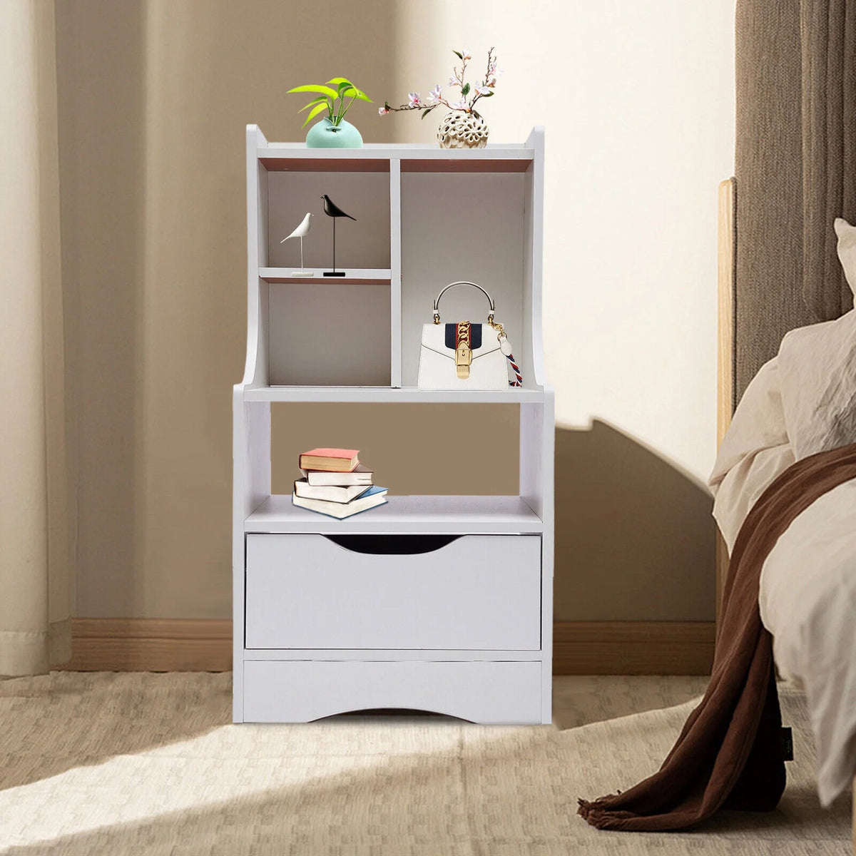 Wooden Nightstand with Drawer I963869
