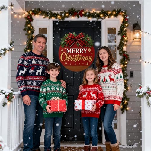 Christmas Wreath Hanging Sign with Bow Q4927