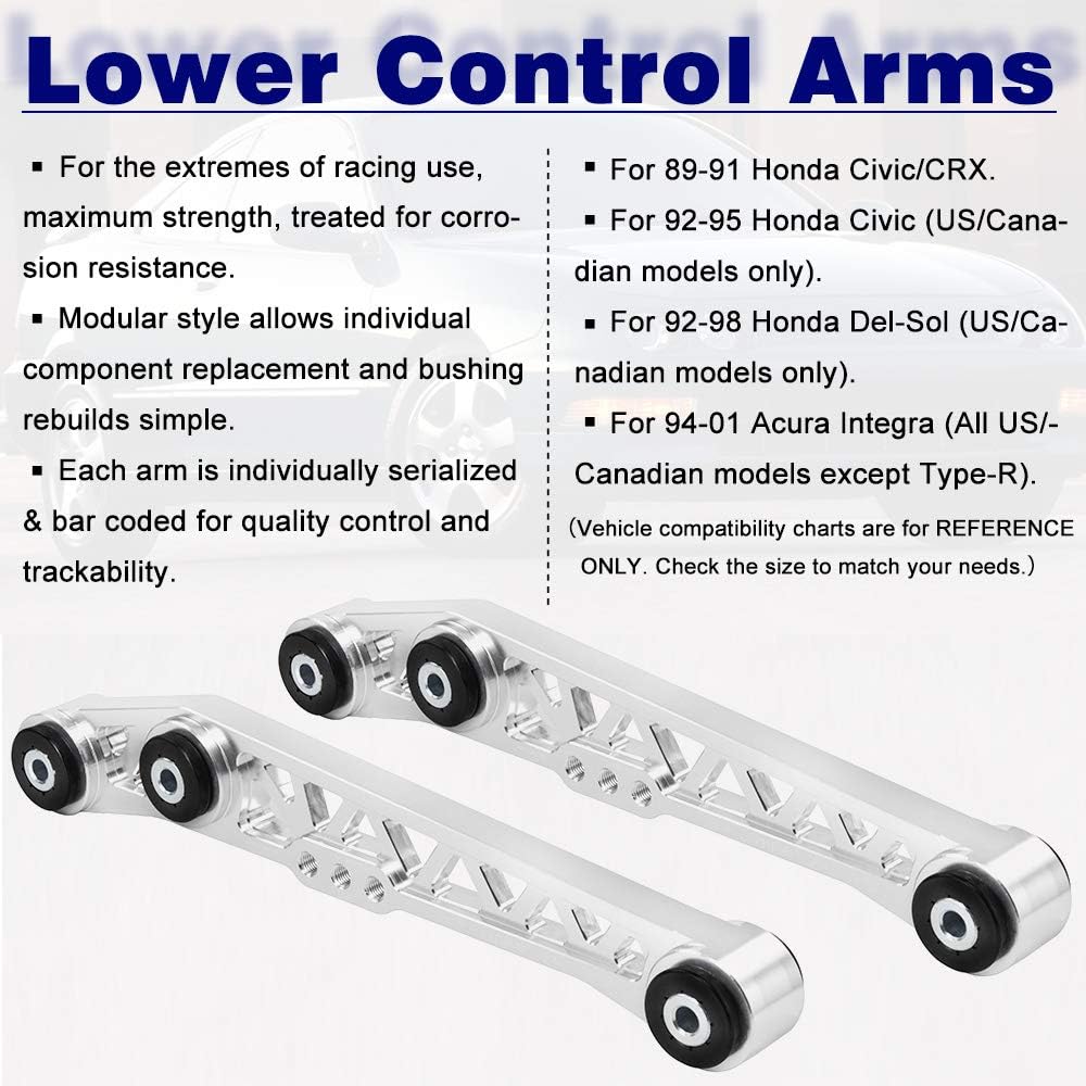 Lower Control Arms Aluminum with Bushing for Honda Civic CRX Del-Sol Acura Integra (1 Pair) W81749