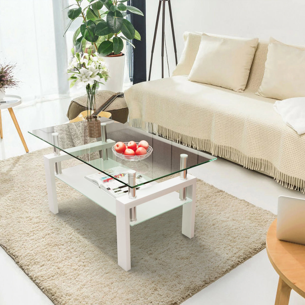 White Glass Coffee Table J704
