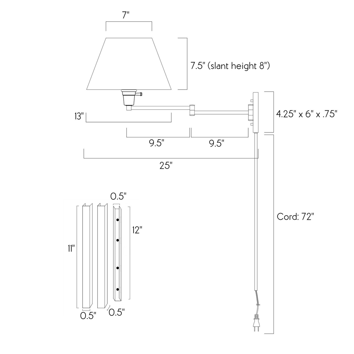 Black Swing Arm Wall Lamp U9906