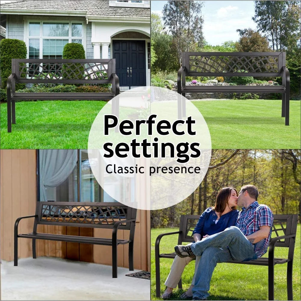 Black Cast Iron Outdoor Bench E7047