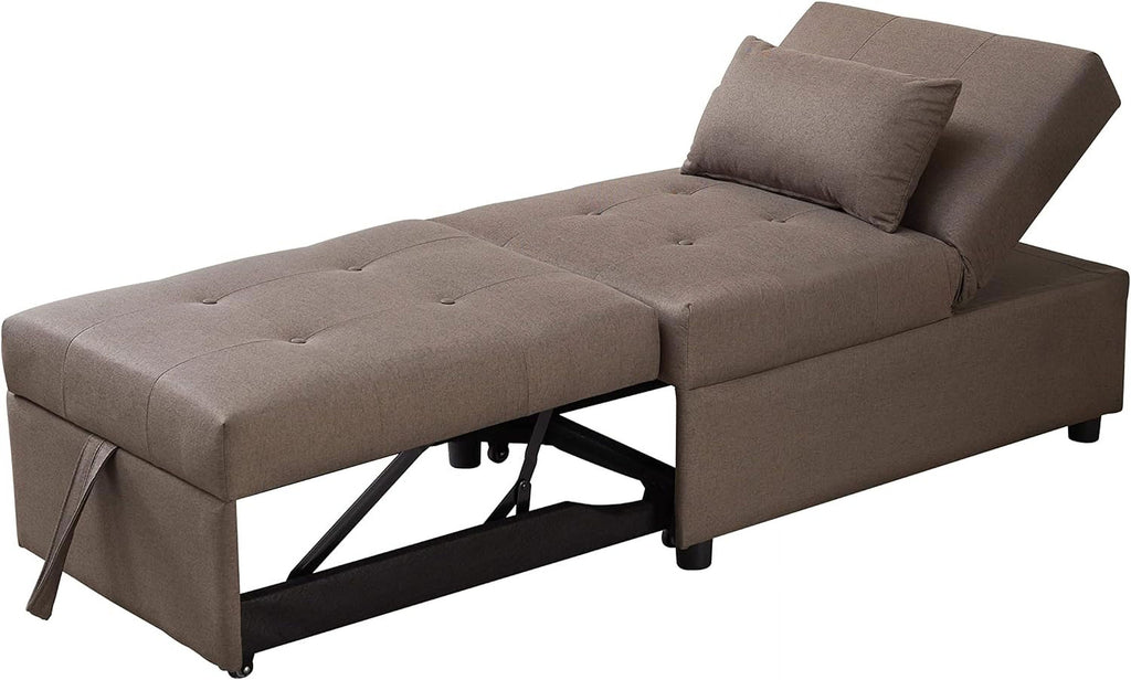 Dark Grey Convertible Ottoman Sofa Bed Sleeper Chair L911941