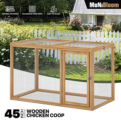 Wood Chicken Cage Rabbit Hutch with Openable Roof and Side Door, 45 x 24 x 28 inch P519