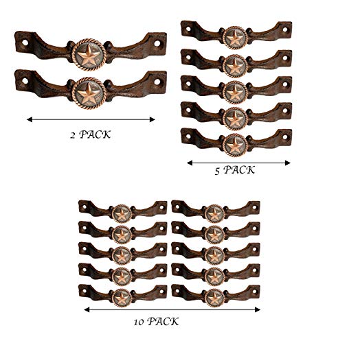 Cast Iron Kitchen Cabinet Handles and Drawer Pulls Antique Country Home Rustic Decor Farmhouse Cabinet Handle Texas Western Star Cabinet Knobs (2, Braided Bronze Star) B9731