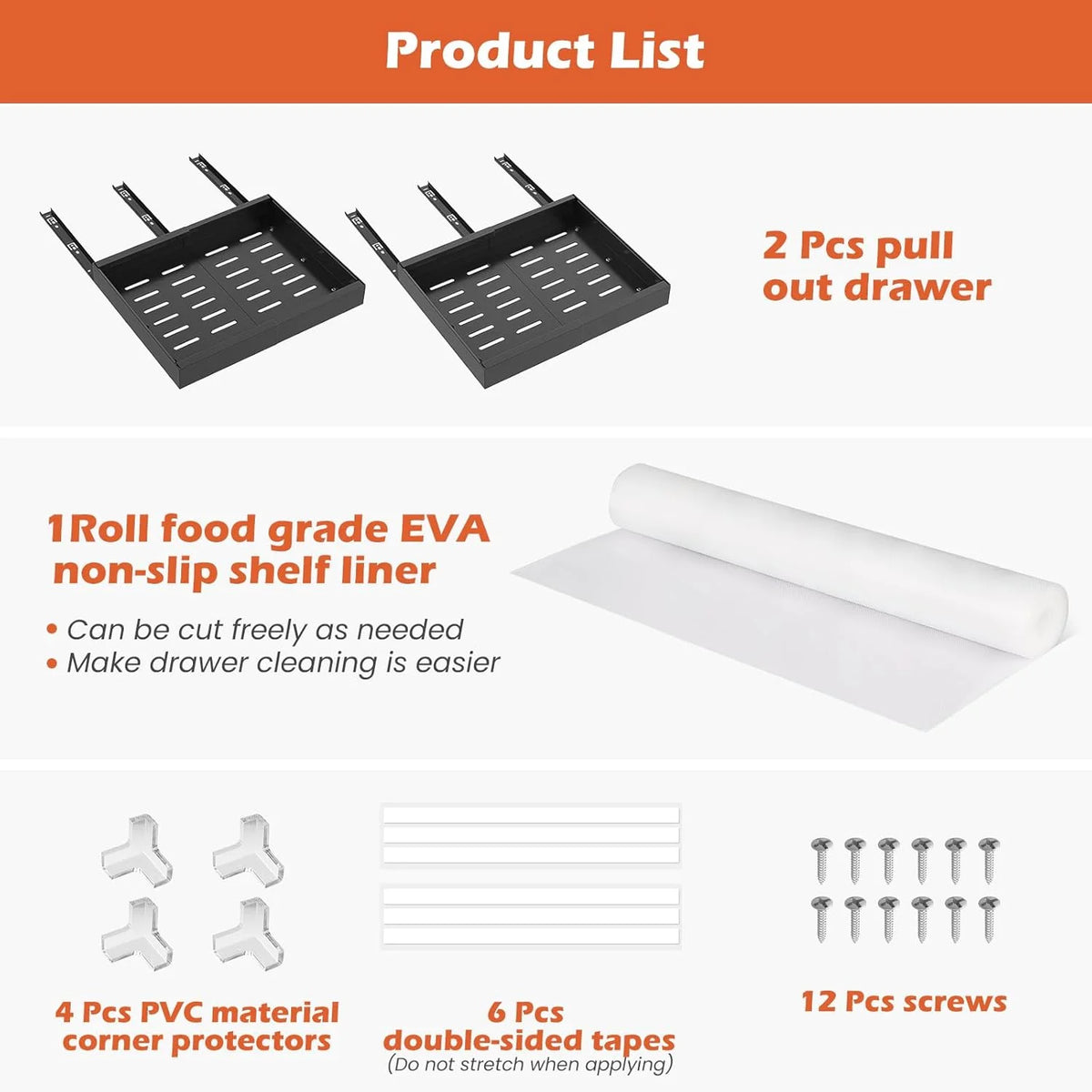 2Pack Expandable Pull Out Cabinet Organizer 21Deep, Adjustable Width 12.2-20.4, Black F161