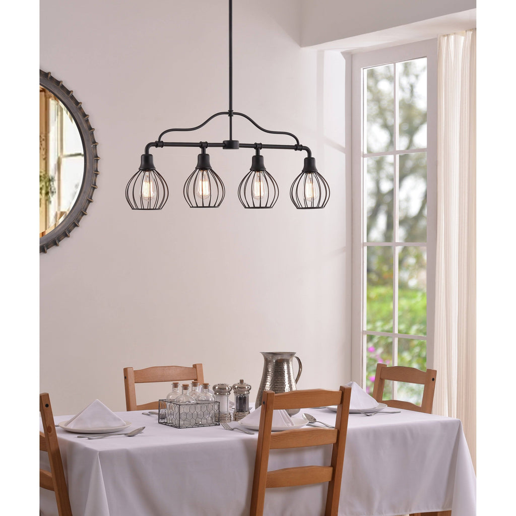 4 Light Island Light - Black Finish Y841