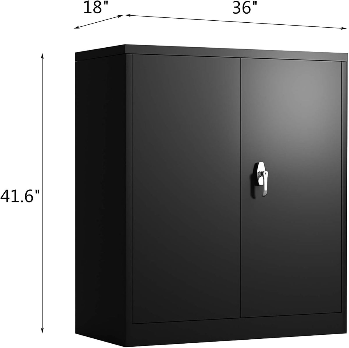 Industrial Metal Storage Cabinet with Doors, Locking Steel Cabinet with 2 Adjustable Shelves P547194