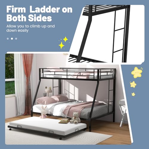 Twin Over Full Metal Bunk Bed with Trundle Z65254