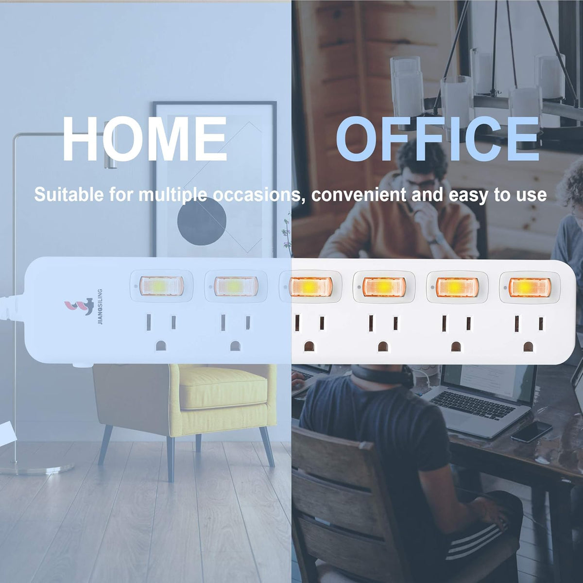 4 Outlets Surge Protector Power Strip with Individual Switch S278