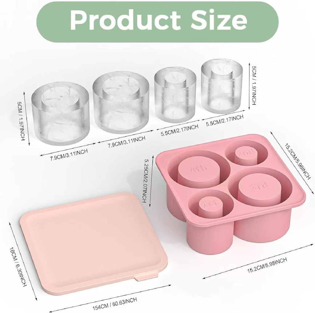 4 Pcs Silicone Ice Cube Tray with Lid J2355