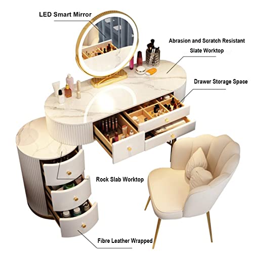 Gray Makeup Vanity Set with Lighted Mirror and Cushioned Stool L451138