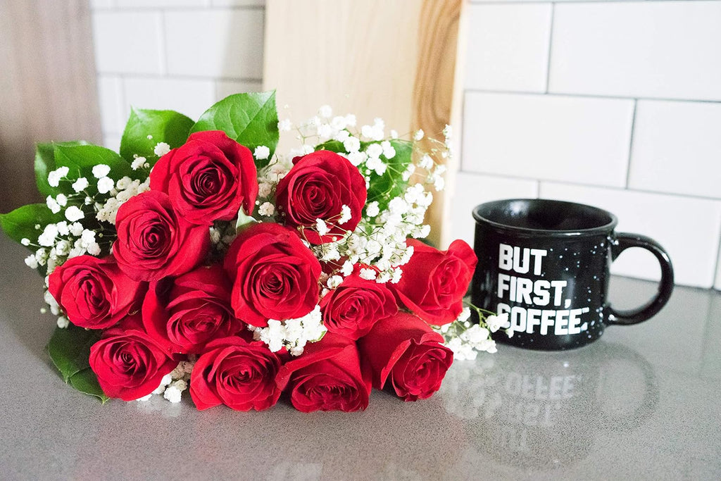 One Dozen Red Roses with Chocolates with Glass Vase J126497