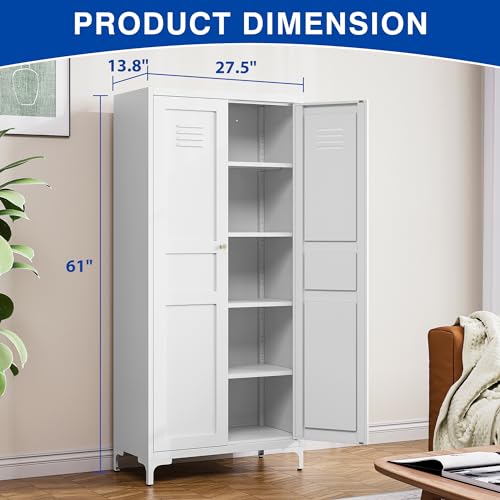 Black 61 inch Metal Pantry Storage Cabinet with Adjustable Shelves H12766