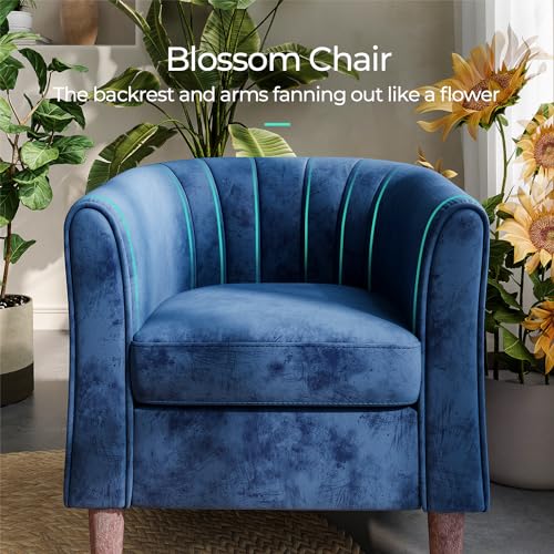 Olive Green Velvet Accent Chair with Ottoman V4847