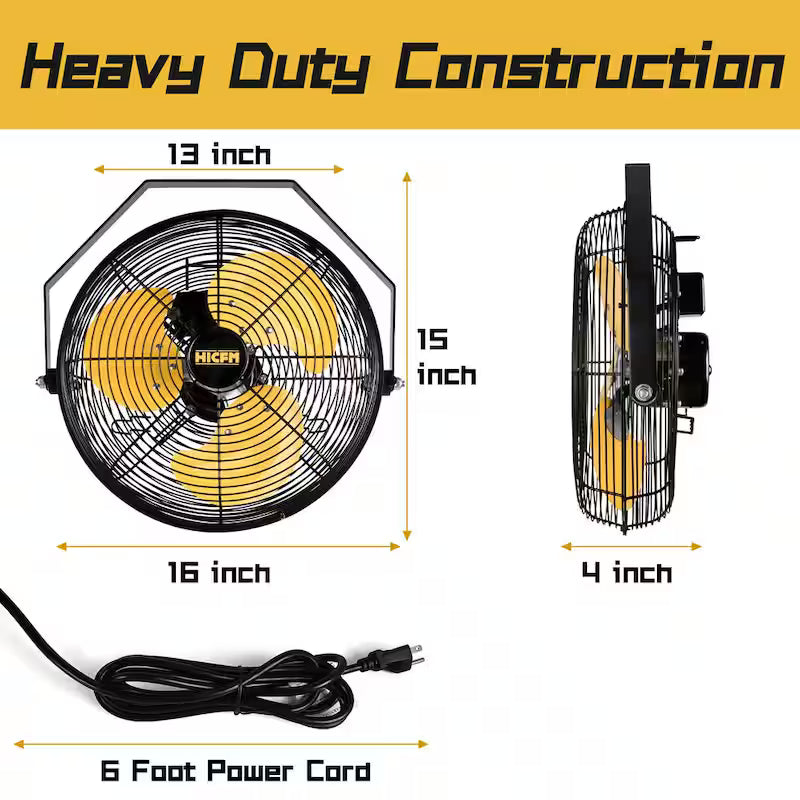 Yellow 12 in. 3-Speeds Wall Fan with Metal Structure O593292