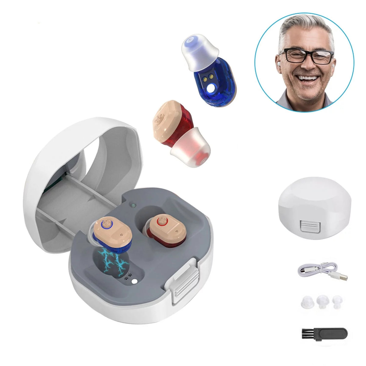 In-ear Rechargeable Sound Amplifiers with Charging Case X785