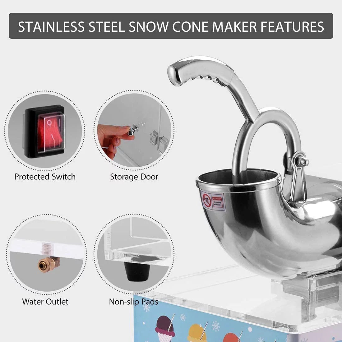 Stainless Steel Electric Ice Crusher Shaver 440lbs/hr N955887