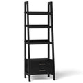 Black Solid Wood Ladder Shelf with Storage Q103954