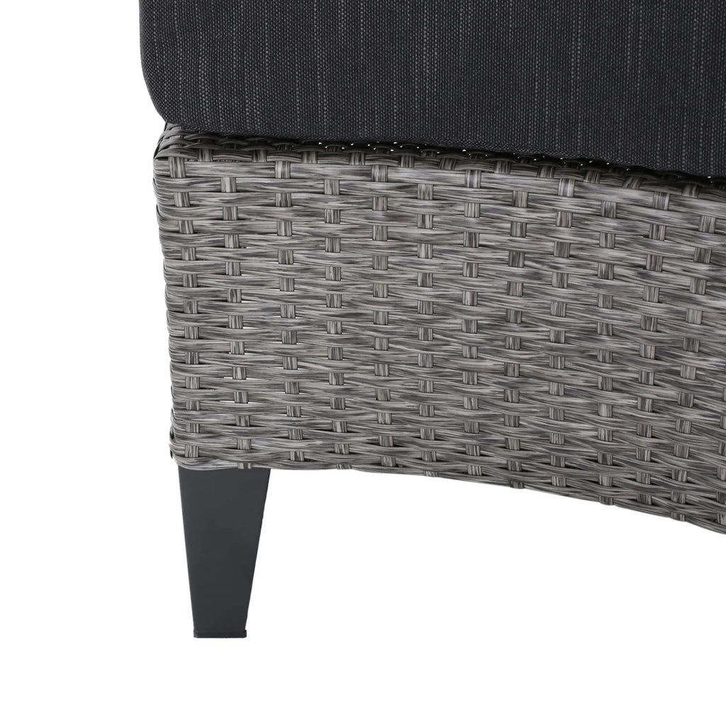 Outdoor Wicker 4 Seater Half Round Sofa Set with Fire Pit H640