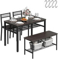 Dining Table Set for 4 with 2 Chairs 1 Bench Rustic Brown I89297